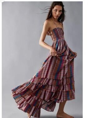 Free People Extratropical Plaid Maxi Dress Size Small